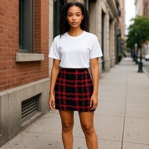 Talbots Wool Blend Lined Houndstooth Skirt/Size 6P/Slit in Back Like New